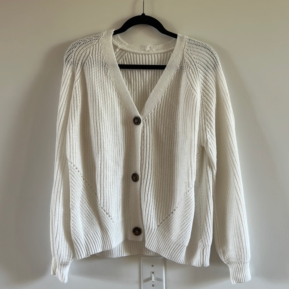 White Button Down Cartigan
